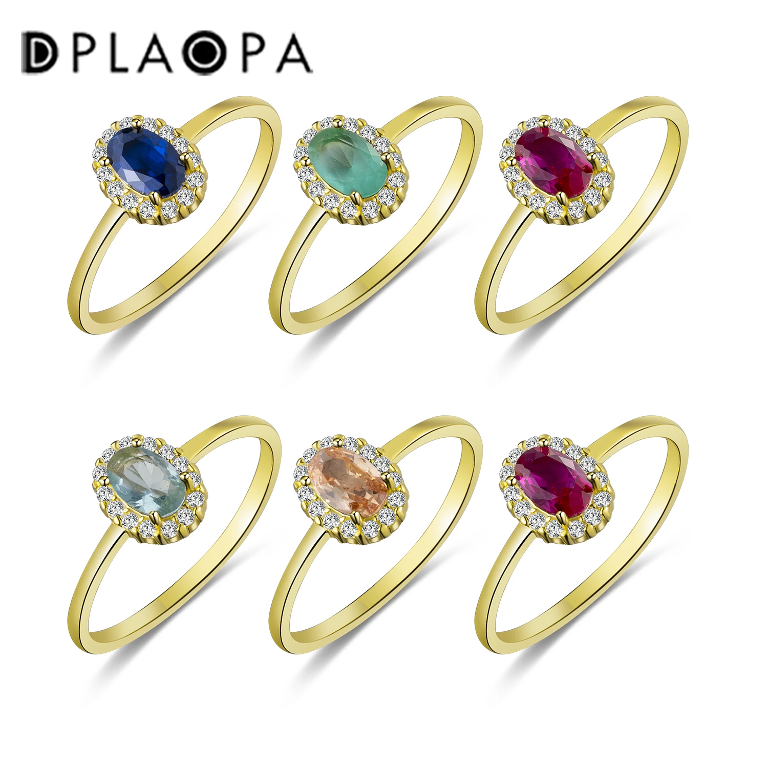 DPLAOPA 925 Sterling Silver Gold Coated Silver Topaz Ring Thick Rainbow CZ Colorful Crystal Popualr 2024 Women Wedding Jewelry