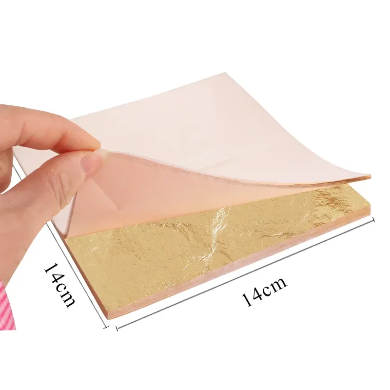 100pcs/1000pcs #2.0 Imitation Gold Leaf Paper Gold Foil Sheets Gilding Copper Leaf 16/14cm for Art Crafts Gilded Home Decoration