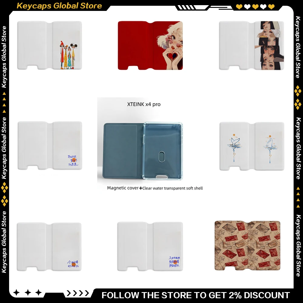 For XTEINK Reader X4PRO Flip Cover Magnetic Protective Case Silk Cover and Transparent Soft Case All-inclusive Design Case