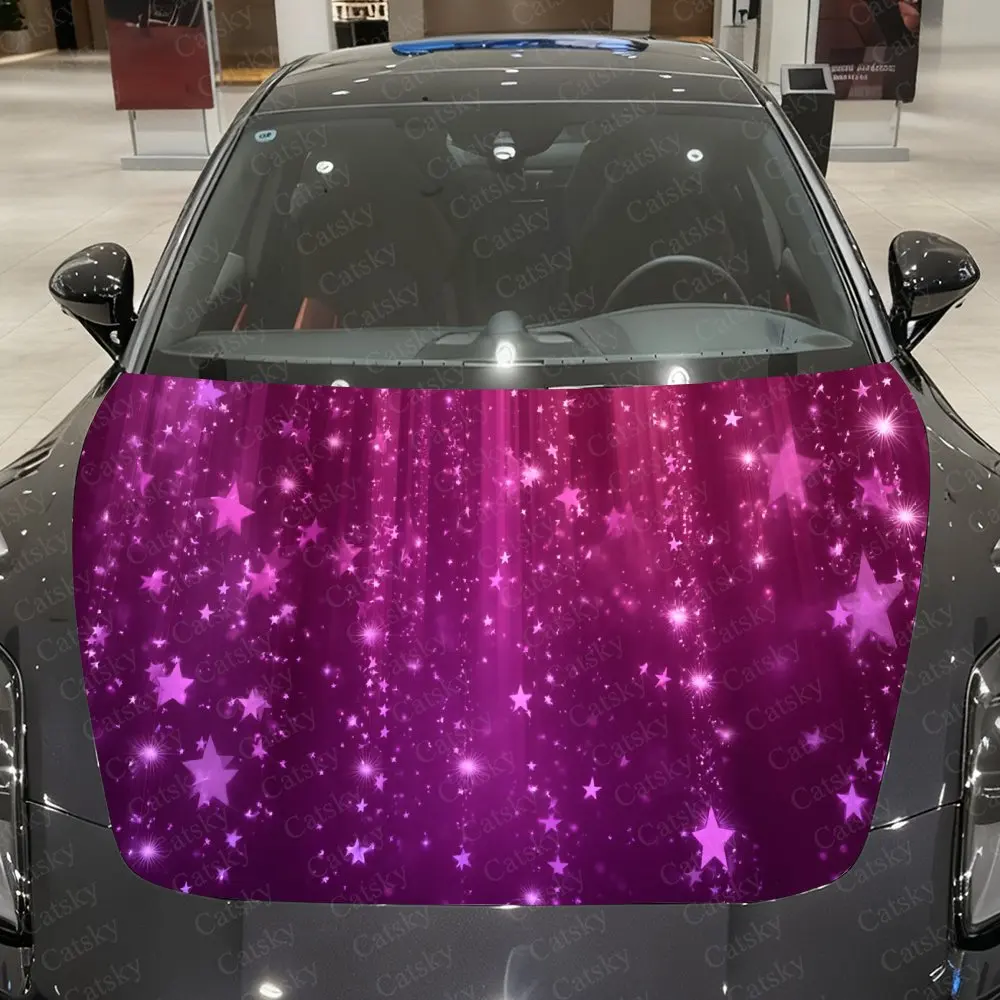 

Galaxy Curtain Car Vinyl Wrap, PVC Waterproof Car Hood Sticker, Self-Adhesive Scratch-Resistant Stickers