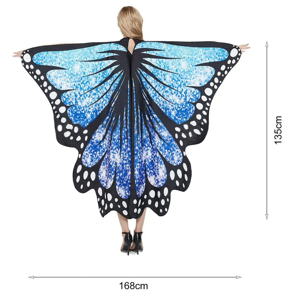 Chal de mariposa colorido con estampado de cielo estrellado, con cordones, alas de rendimiento para niños, capa de mariposa grande para vestido de escenario, capa de chal