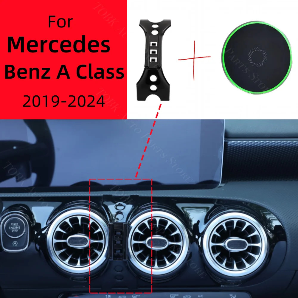 Magnetic Car Phone Holder For Mercedes Benz A Class W177 2019-2024 Wireless Charging Special Fixed Bracket Base MagSafe Mount