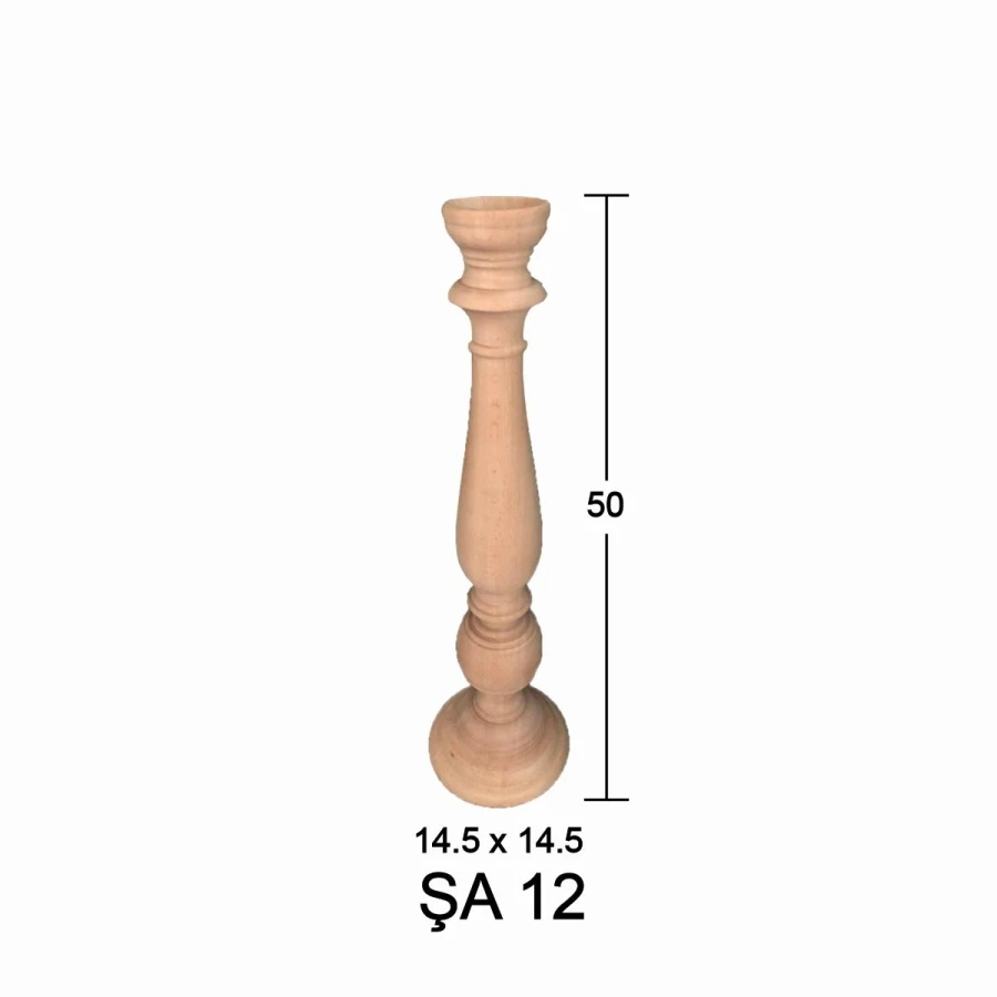 ŞA12 53cm Candlestick, Unpainted Raw Wood Mdf Candlestick