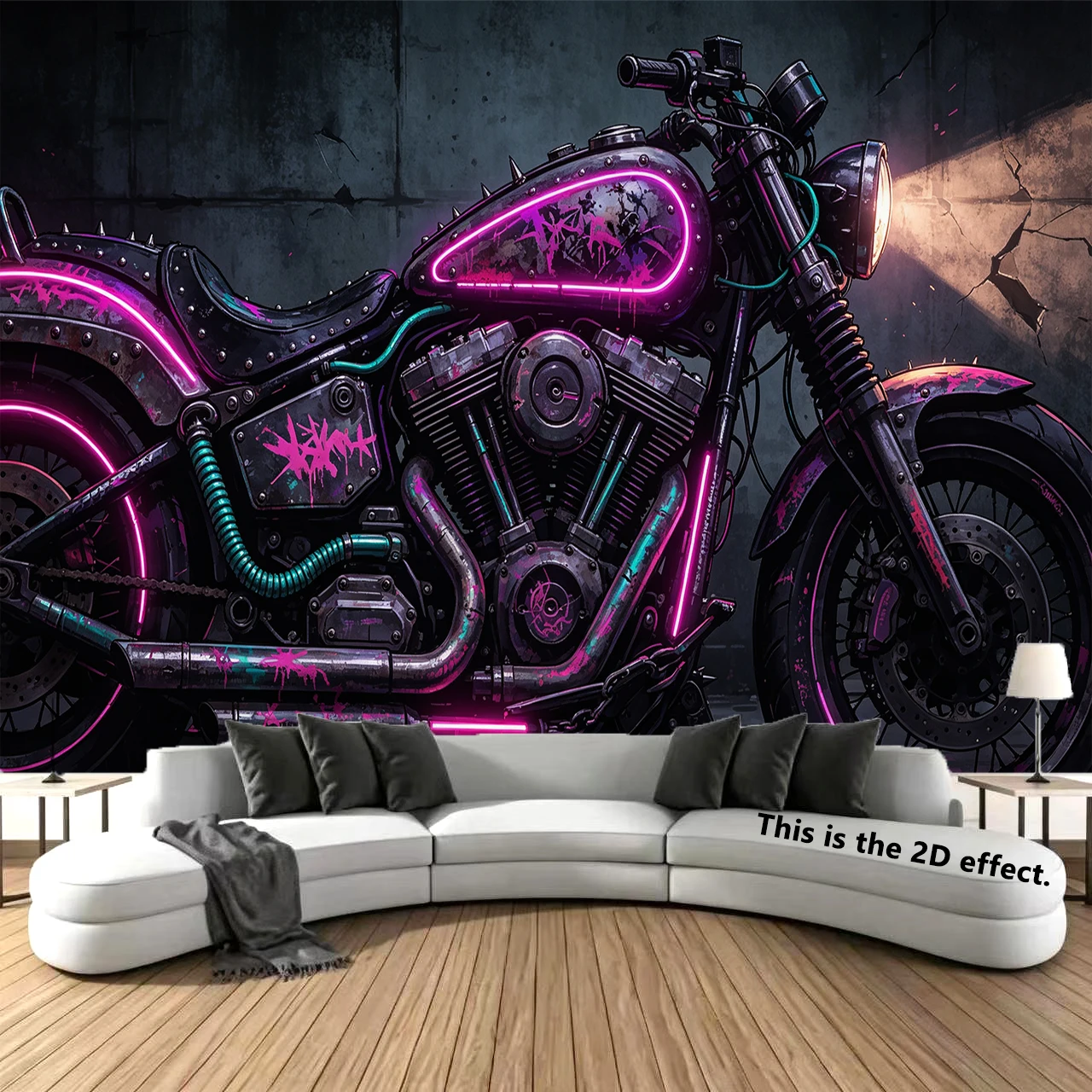 Cyberpunk Neon Motorcycle Tapestry Background Cloth Hanging Cloth Bedroom Bedside Decorative Wall Cloth Dormitory Tapestry