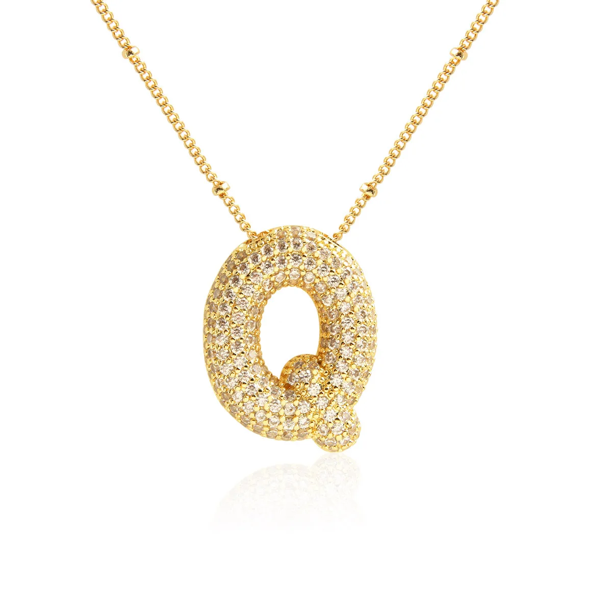 Kitykiss  micro-inlaid zircon English   balloon gold letter necklace