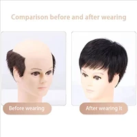 Synthetic Men Hair Toupee Fine Mono Men's Wig Durable Capillary Prosthesis Handmade Wigs Tupee For Party Halloween Christmas Use 3