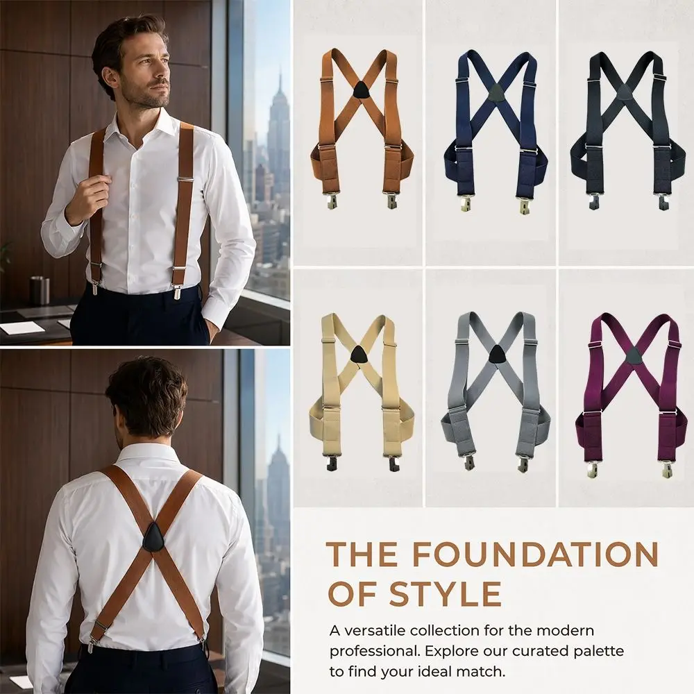 Durable 3.5X120cm Men's Suspenders Clip Adjustable 2 Clips Trouser Braces Anti-slip High Elastic X-Type Suspenders Casual Wear