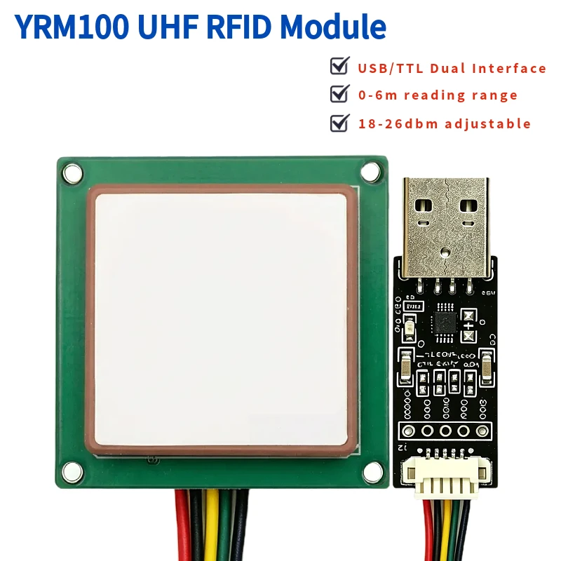YRM100 Mini Embedded UHF RFID Reader Writer 1-5.5dbi Integrated Antenna USB TTL Raspberry Pi Access Control Card Reader