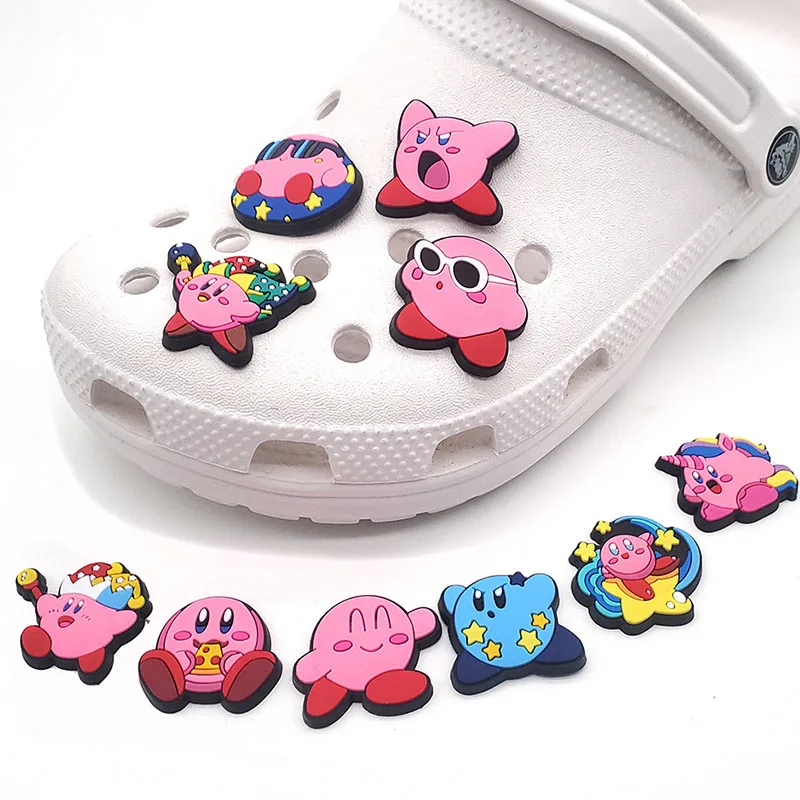 Star Kabi super cute pink exquisite shoe buckle 10PCS PVC shoes Crocs Sandals Shoes flower for boys and women party decoration