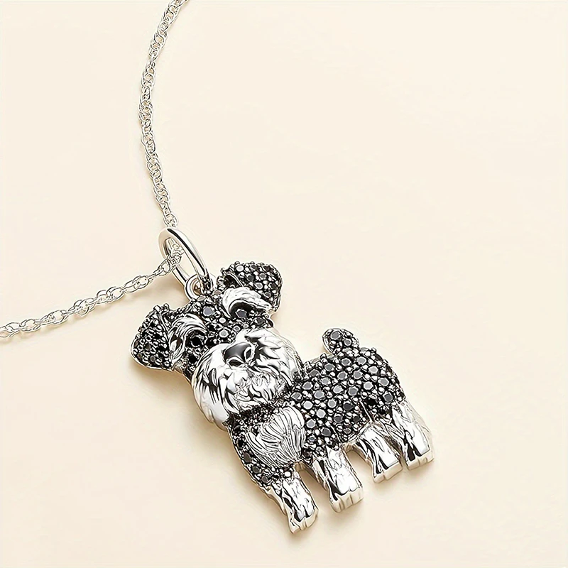 Exquisite Cute Schnauzer Dog Pendant Necklace for Women Elegant Pet Puppy Jewelry Animal Accessories Dog Lovers Gift