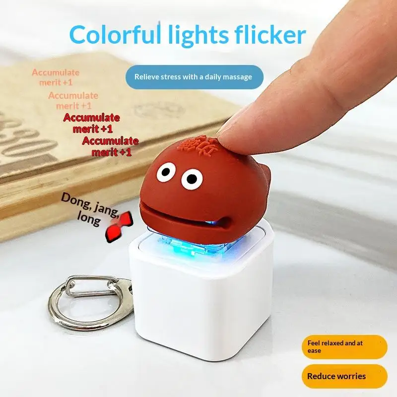 Wood Fish Keycap Keychain Keyboard Keycap Clicker Backpack Hanging Ornament Pendant Charm Button Hand Relax Gift Supply Kit