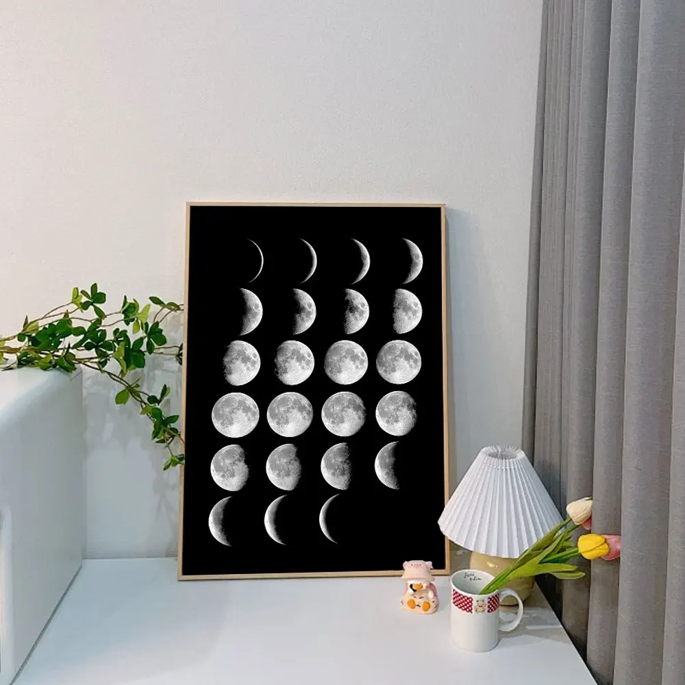 Canvas Print Painting Poster Lunar Shape Change Modern Simplicity Living Room Bedroom Porch Sofa Background Home Wall Decoration