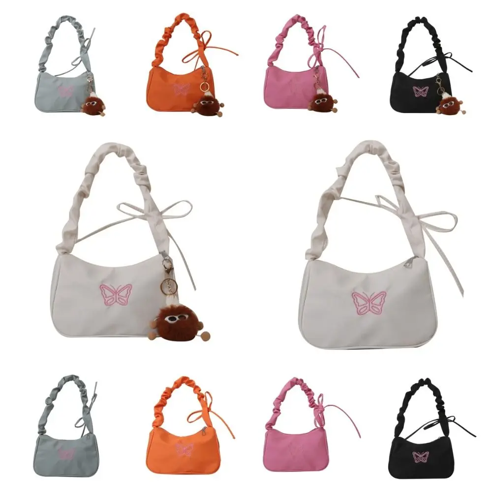 التطريز Bowknot فراشة حقيبة كتف كشكش مقبض أكسفورد Ins نصف القمر حقيبة تحت الإبط زلابية حقيبة الكورية نمط