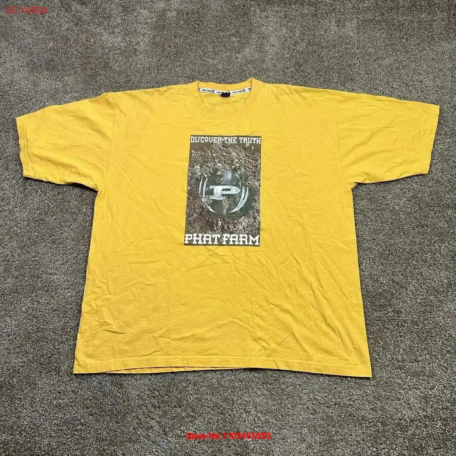 Vintage 2000s Phat Farm Hip Hop T shirt Men s Size 2XL Yellow Streetwear 00s Washed Breathable designer clothes Soft vintage