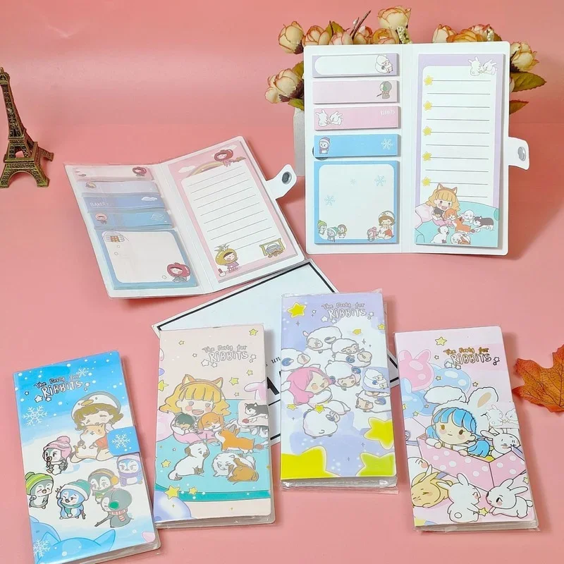 Portable Notes Sticker Paper SelfAdhesive Four Fold Flags Notes Tab Post Cute Animals Memo Pads Sticky Marker Colorful Bookmark
