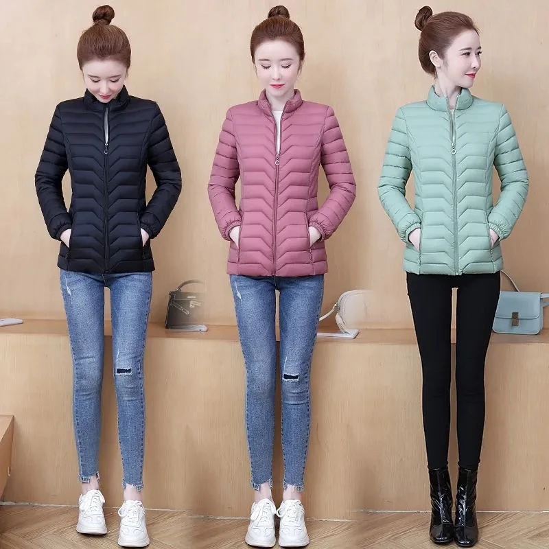 Parkas para mujer, Chaqueta de invierno, Chaqueta de algodón cálida, Parka informal ligera de Color sólido, abrigo de nieve para mujer, prendas de