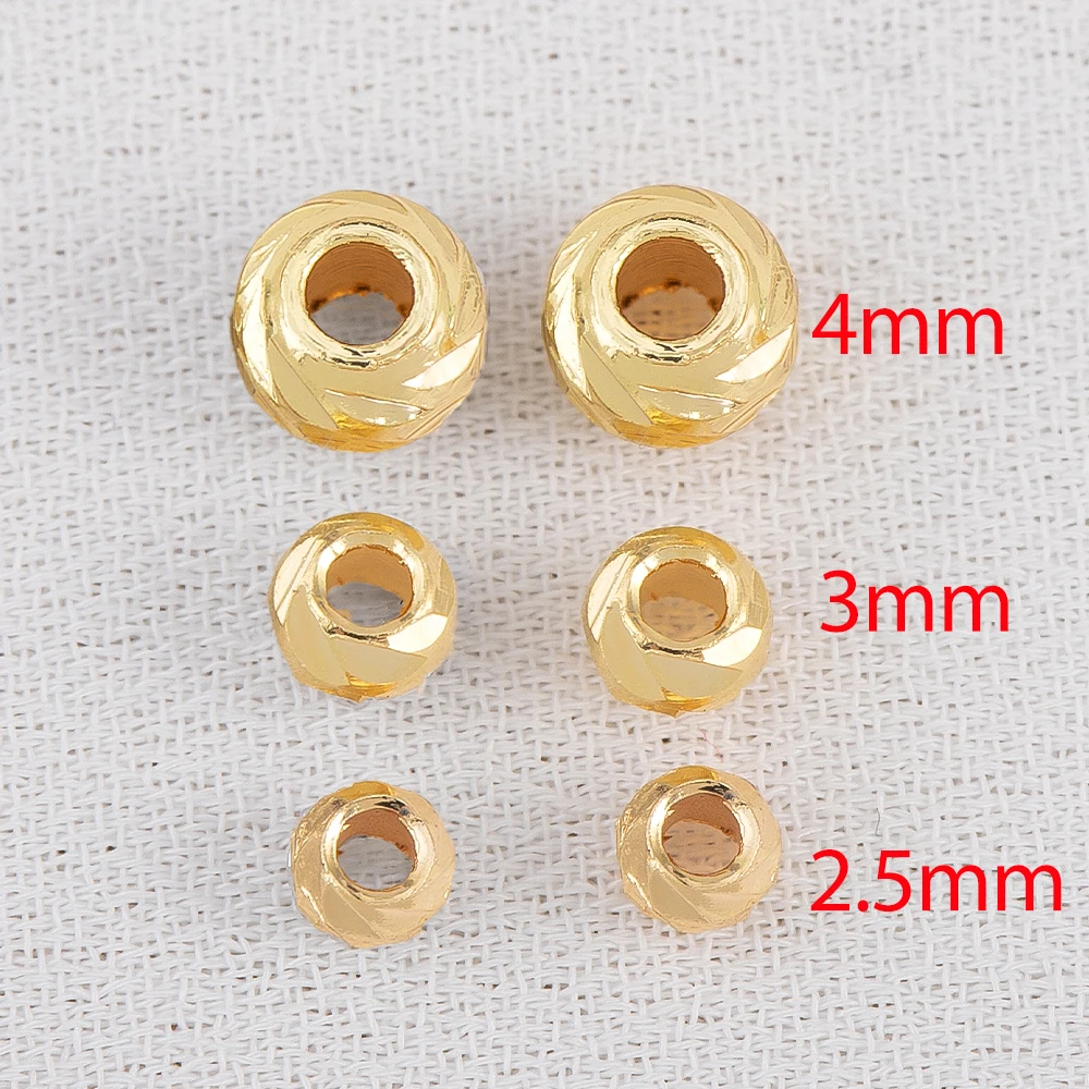 10pcs Gold Color Plated Striped Cut Flower Beads 2.5/3/4mm Copper Spacer Bead Bulk DIY Jewelry Accessories Hand Beading Material