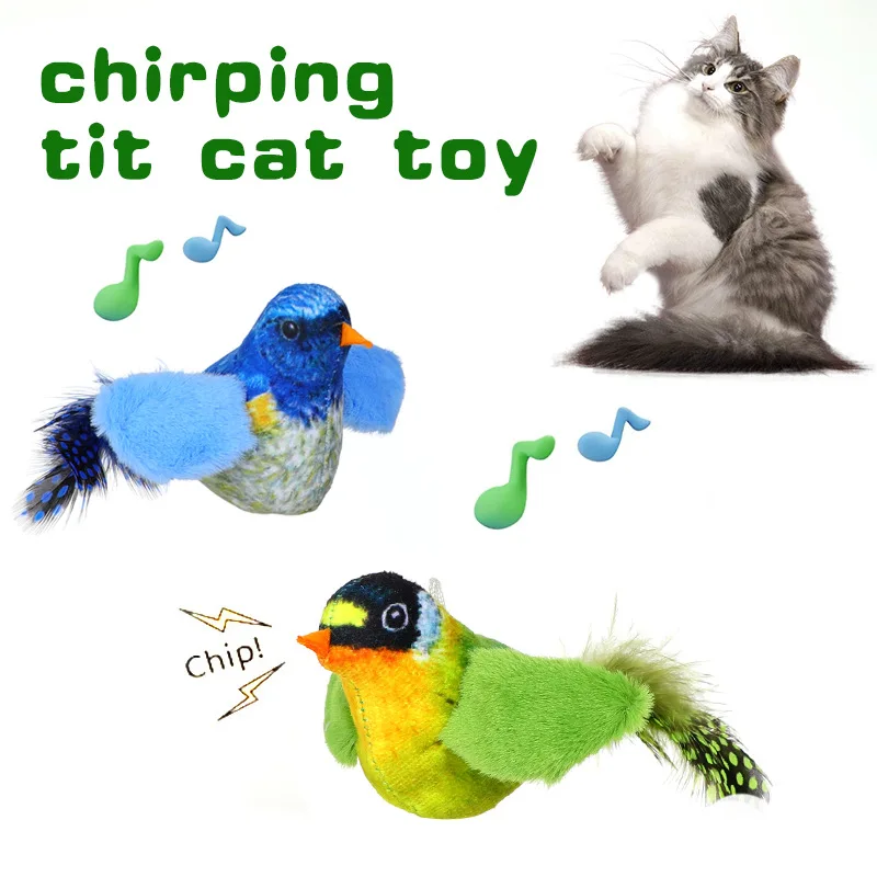 Hanging Birds Cat Toys Retractable Cat Teaser Toy interactive lifelike bird squeak toys with catnip Touch Activated Kitten Toys