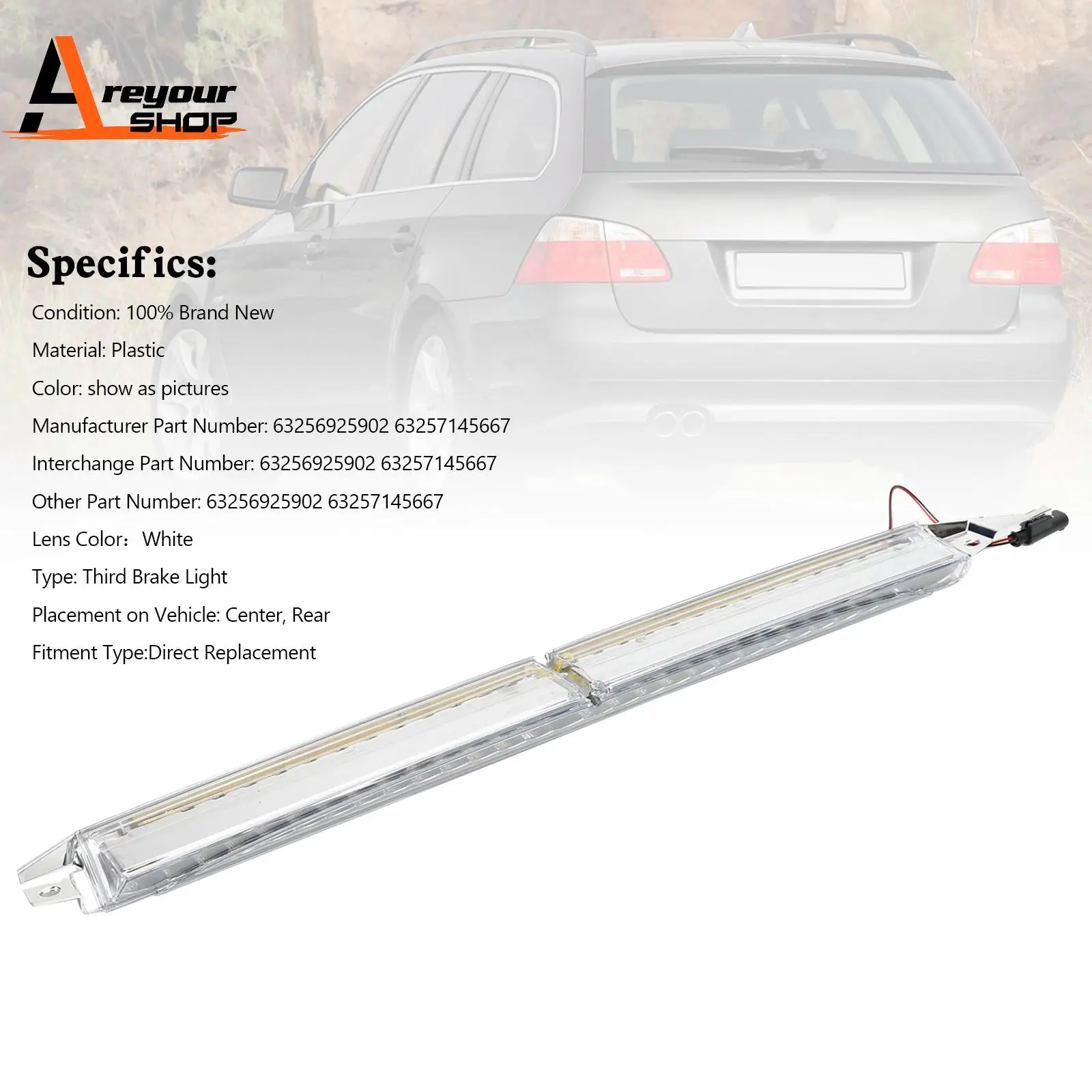 

Third Brake Light 63256925902 White for BMW 5 Series E60 E61 Facelift