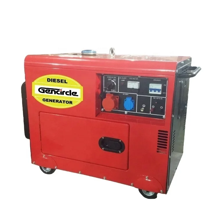 Power Generation 6000W 6500KW 7000W AC Generator Soundproof Type Engine Generator with Small Wheels/