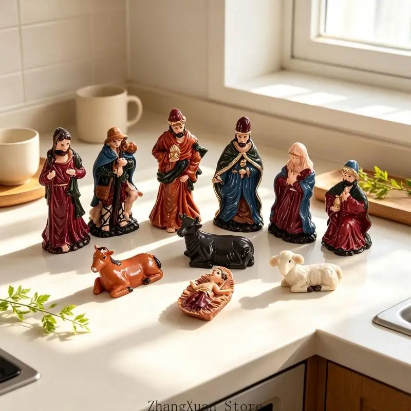 Weihnachtsfiguren-Set für Weihnachten, Schreibtisch, Fenster und Tischgestaltung, 3 x – Detail 10