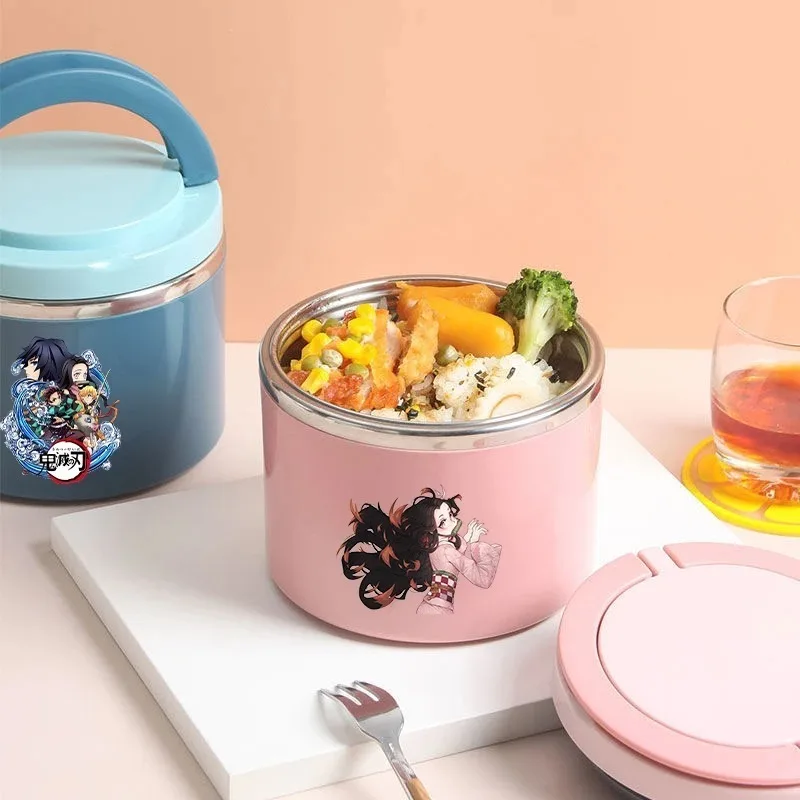 Demon Slayer Kimetsu No Yaiba Lunch Box Boys Girls Cartoon Anime Picnic Bento Boxes Large Capacity Insulated Portable Lunch Case