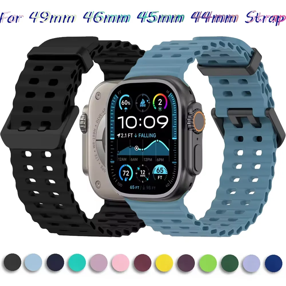 Strap For Apple Watch Ultra Band Ultra 49mm 1:1 Original Ocean Belt iWatch For Ultra Series 10 46mm 9 8 7 45mm SE 6 5 44mm Band