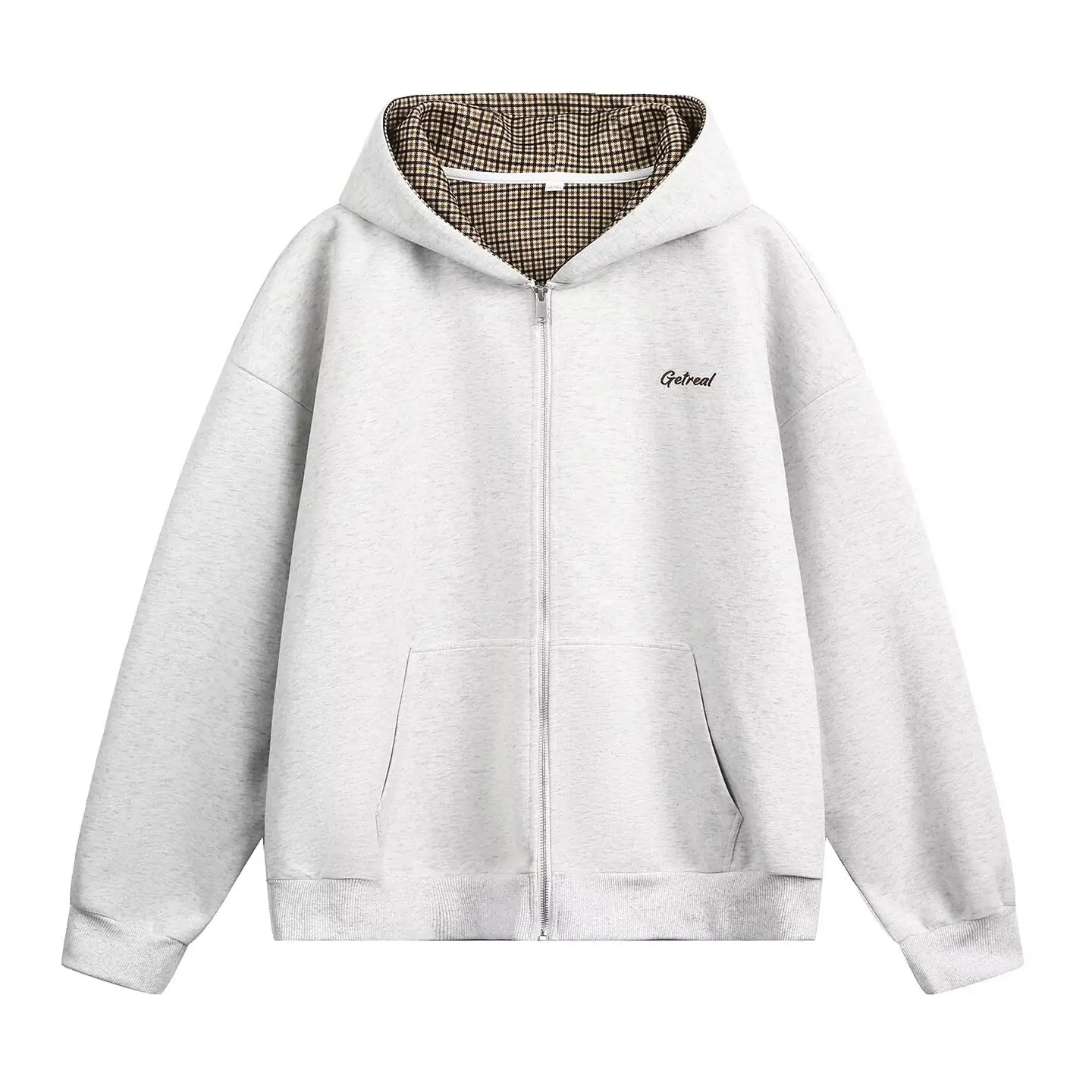 

Сплошной цвет пуловер толстовка мужская чистая посадка двойная молния воздушный слой 3D свободная повседневная верхняя одежда с капюшоном модная