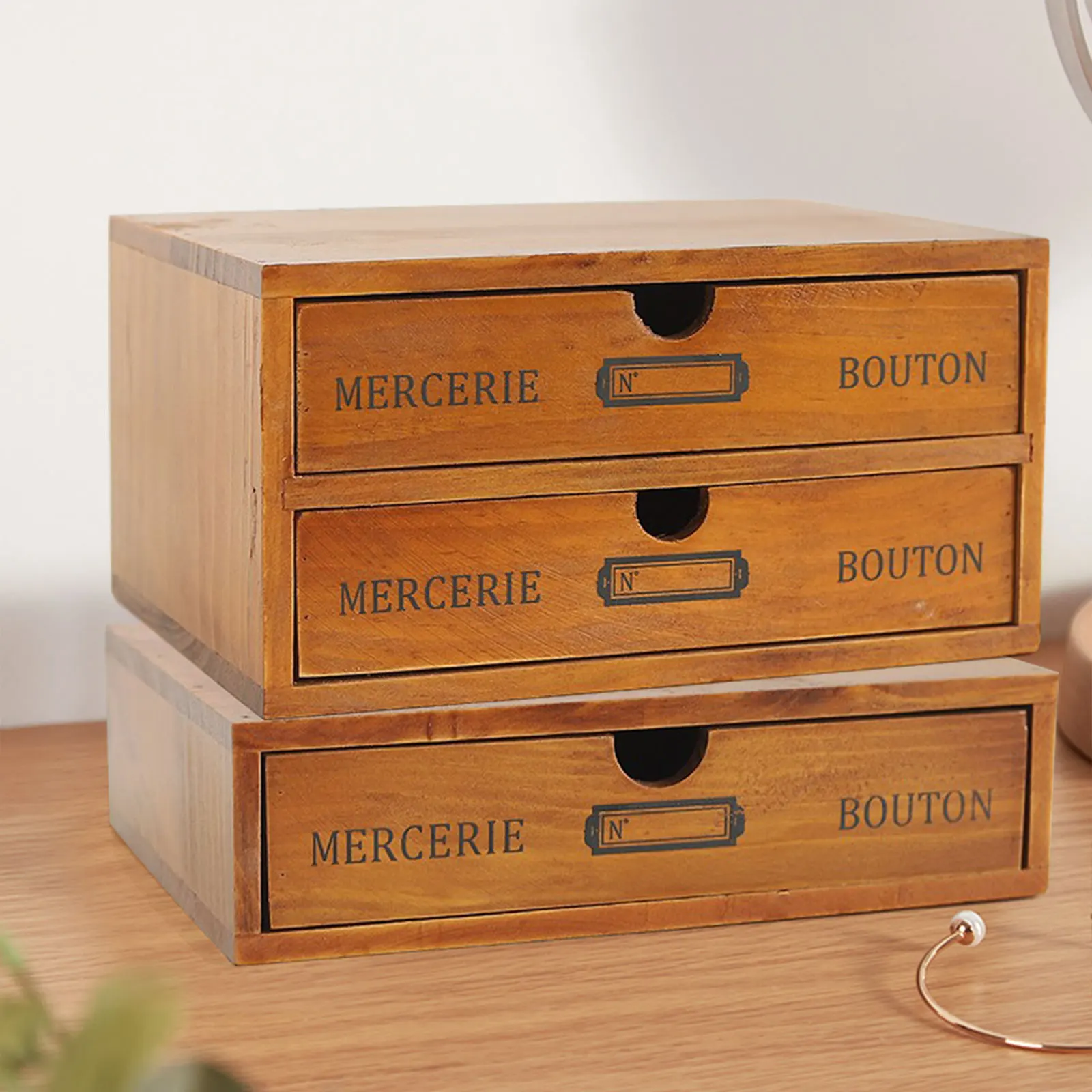 

Деревянные ящики для хранения с двумя ящиками, компактный дизайн для организации офисных принадлежностей, растений и многого другого