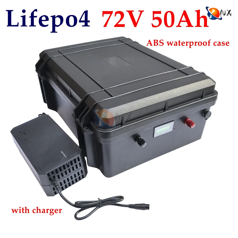 YNX 72V 50Ah lifepo4 lithium battery with 80A 150A BMS for 5000W AGV bicycle bike scooter Forklift inverter car + 10A charger