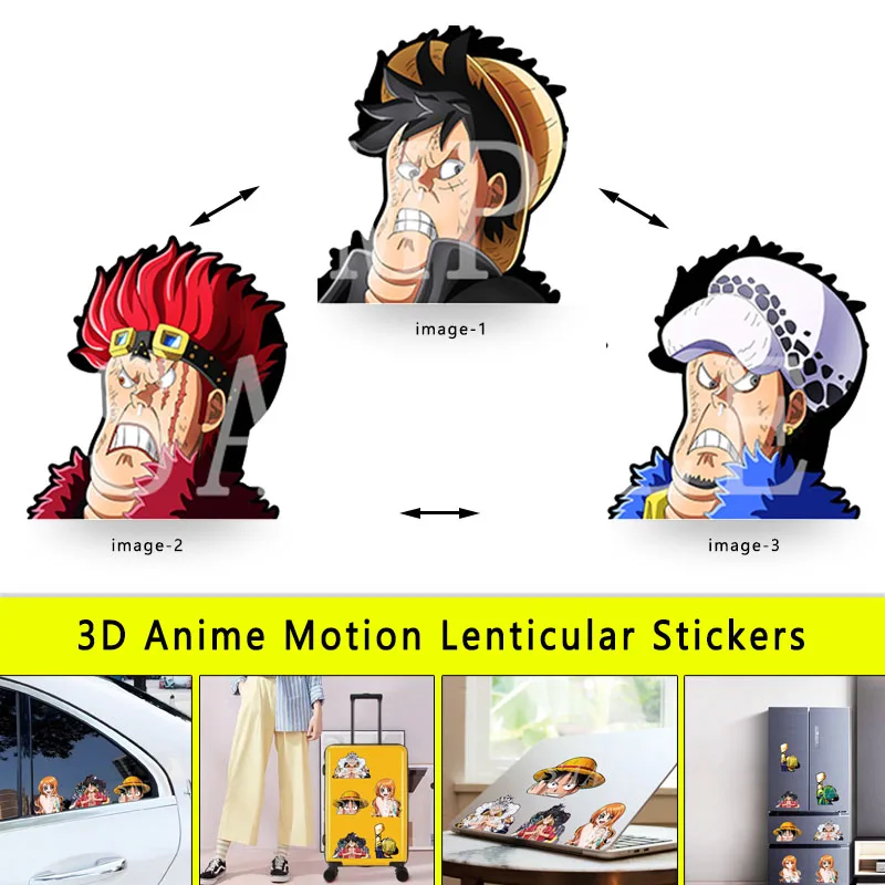 ONE PIECE Eustass/Kid Luffy/Trafalgar D. Water Law Anime Motion Car Sticker Laptop Refrigerator Waterproof Decals Kids Toy Gift