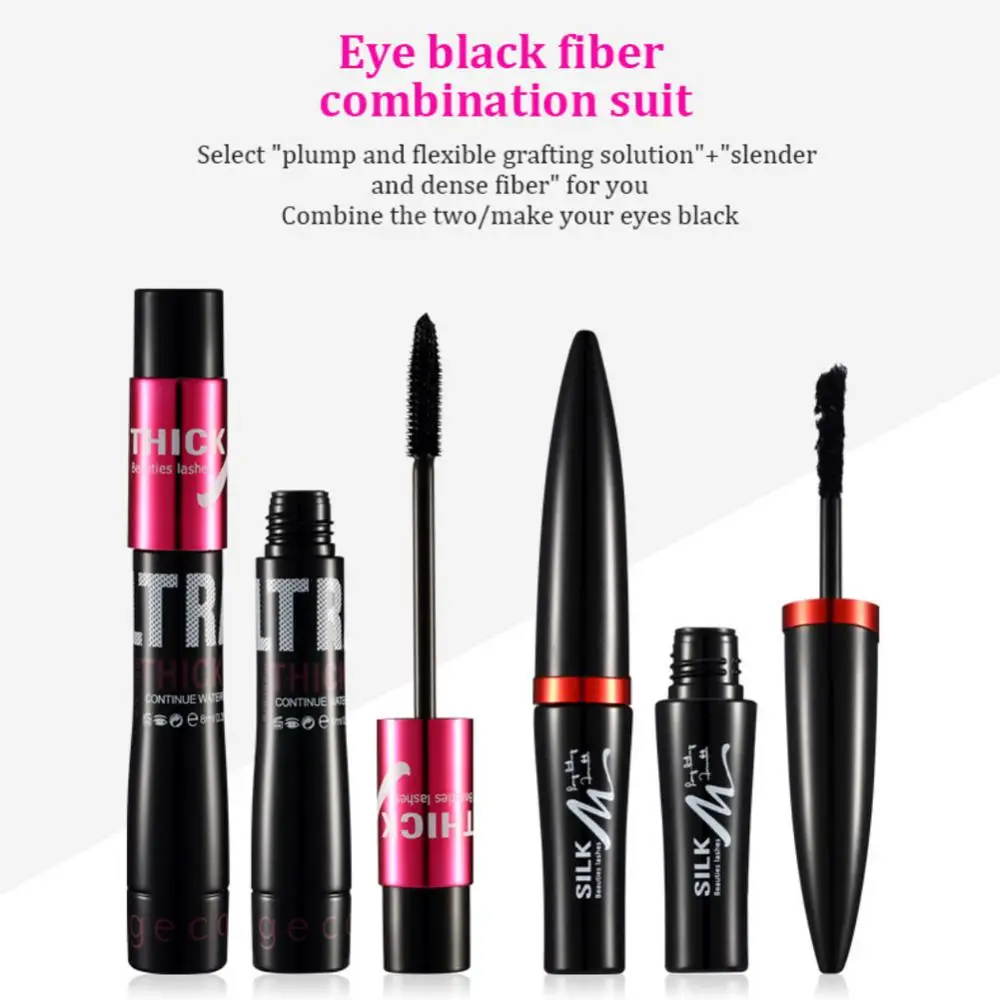 Silk Fiber Lash Mascara Waterproof Quick Dry Black Eyelash Extension Long Lasting Natural Curls Thick Eyelashes Cream Cosmetics