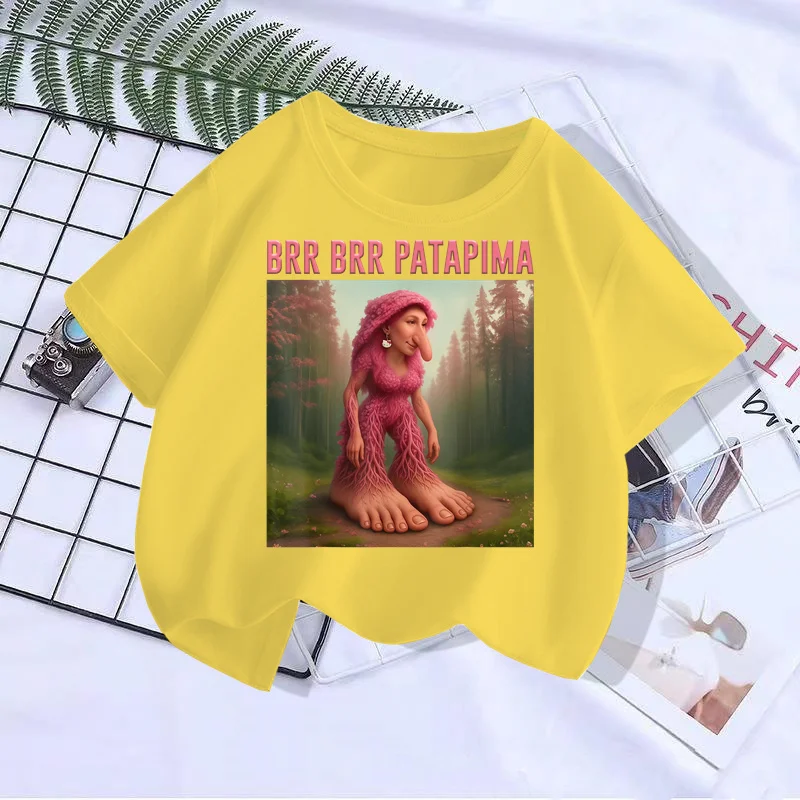 

Cartoon Fun Classic Mountain and Sea Tralalero Tralala Printed Children's Summer Casual Comfortable Children's T-shirt Top