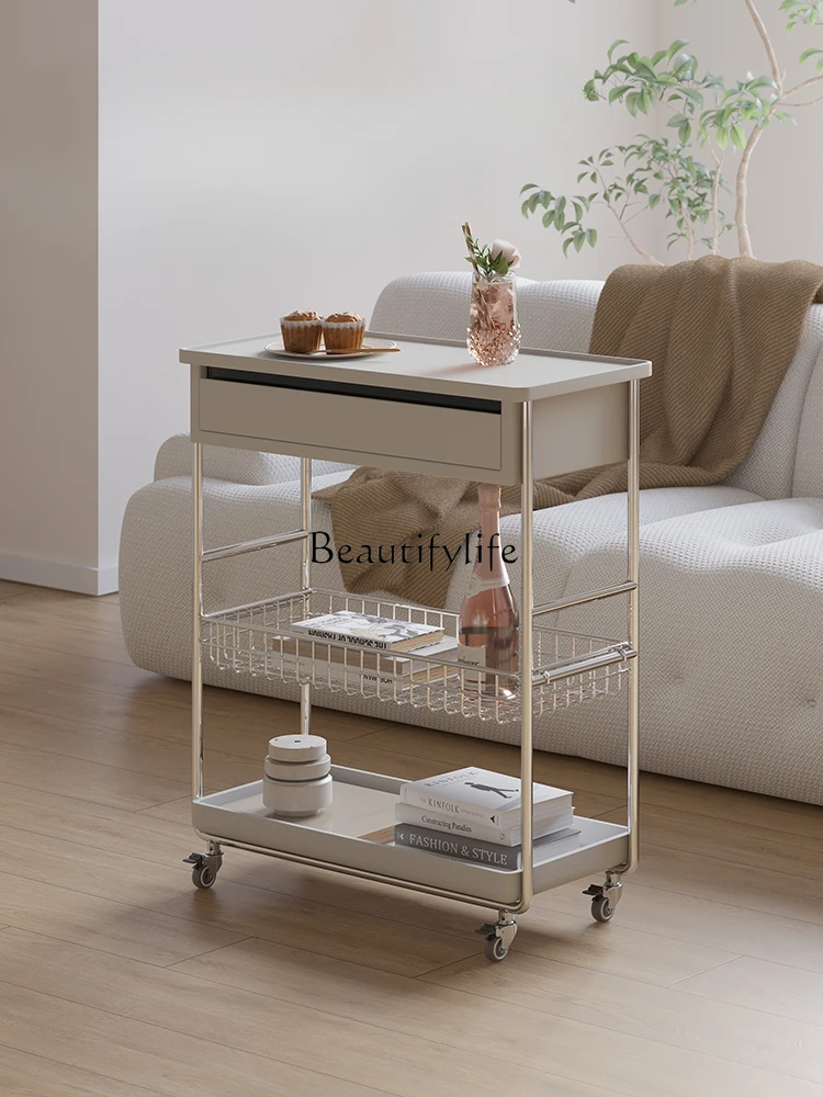 Movable Trolley Living Room Snack Storage Basket Multi-Layer Storage Rack