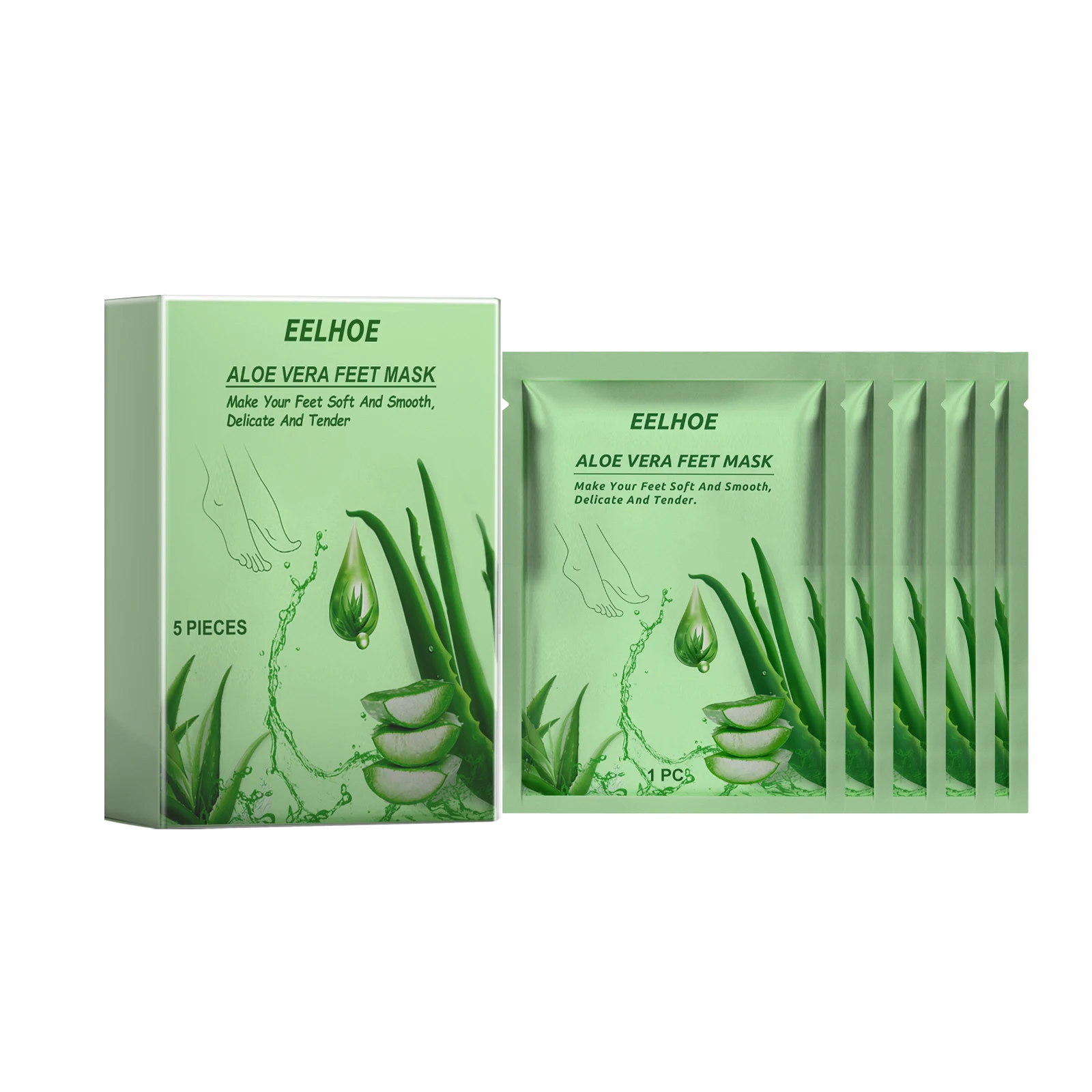Aloe Vera Feet Mask Moisturizing Exfoliating Repair Damaged Skin Whitening Prevent Drying Cracking Anti Wrinkles Foot Mask 5pcs