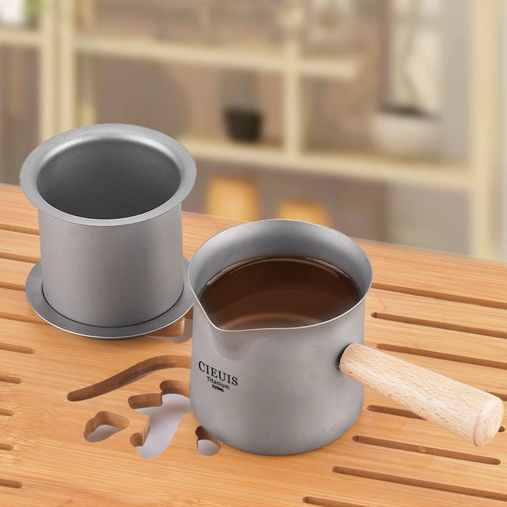 

Tea Glass Set With Lid, Pure Titanium, Wood Handle, Kung Fu Tea Dispenser, Home Camping, Public, Tea Set, A962