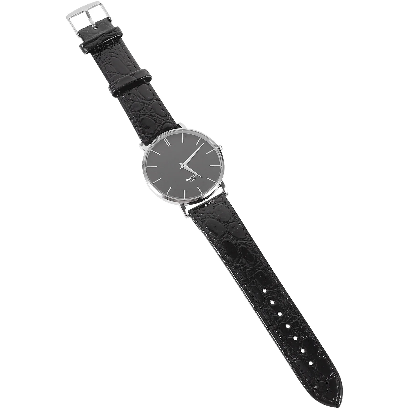 

9140 Black Men'S Quartz Watch Round Dial Ultra Thin Pu Band Waterproof Timepiece For Men Round Dial Watch