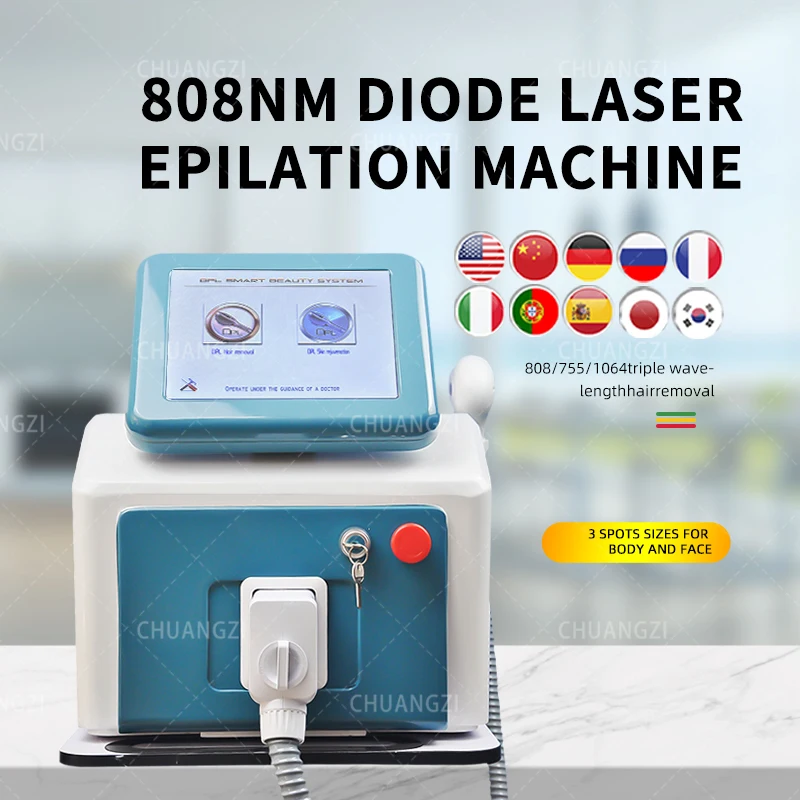 

808 Diode Laser 3 Wavelength 755nm 808nm 1064nm Hair Removal Machine Skin Care Face Body Hair Removal Cooling