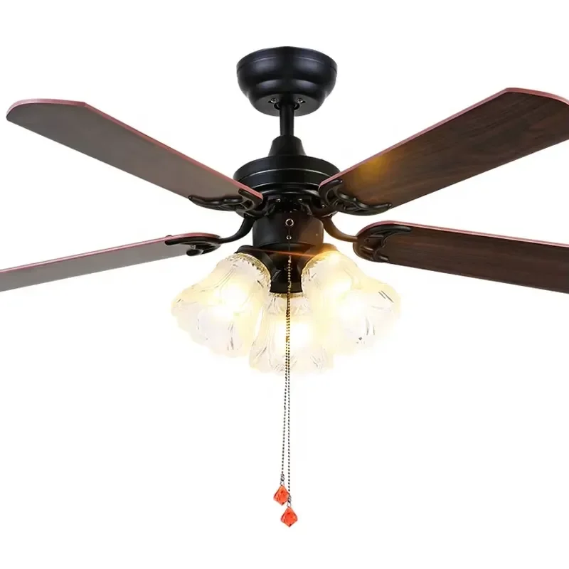 Wholesale Neoclassical 5 Blade Ceiling Fan with 3 Lights LED Remote Control