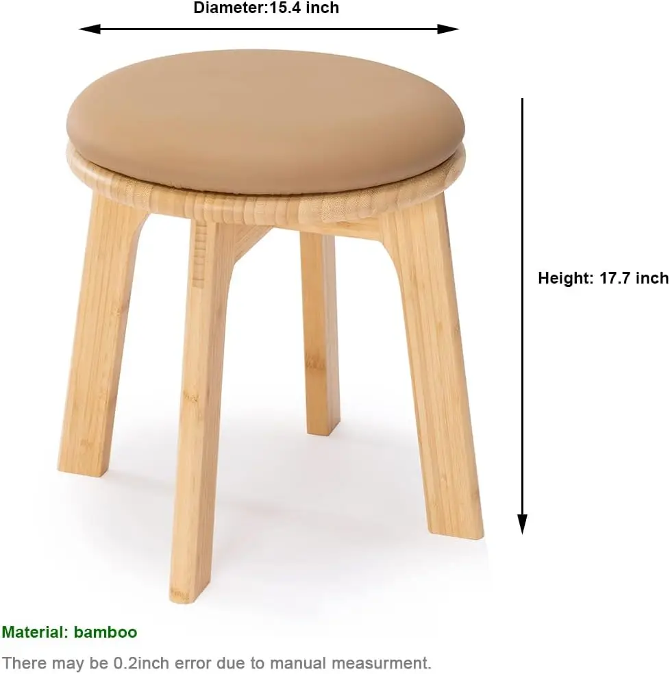 

Bamboo Wooden Step Stools For Adults And Kids, Round Cushion Foot Stool, Foot Rest For Bedroom, Living Room, Office
