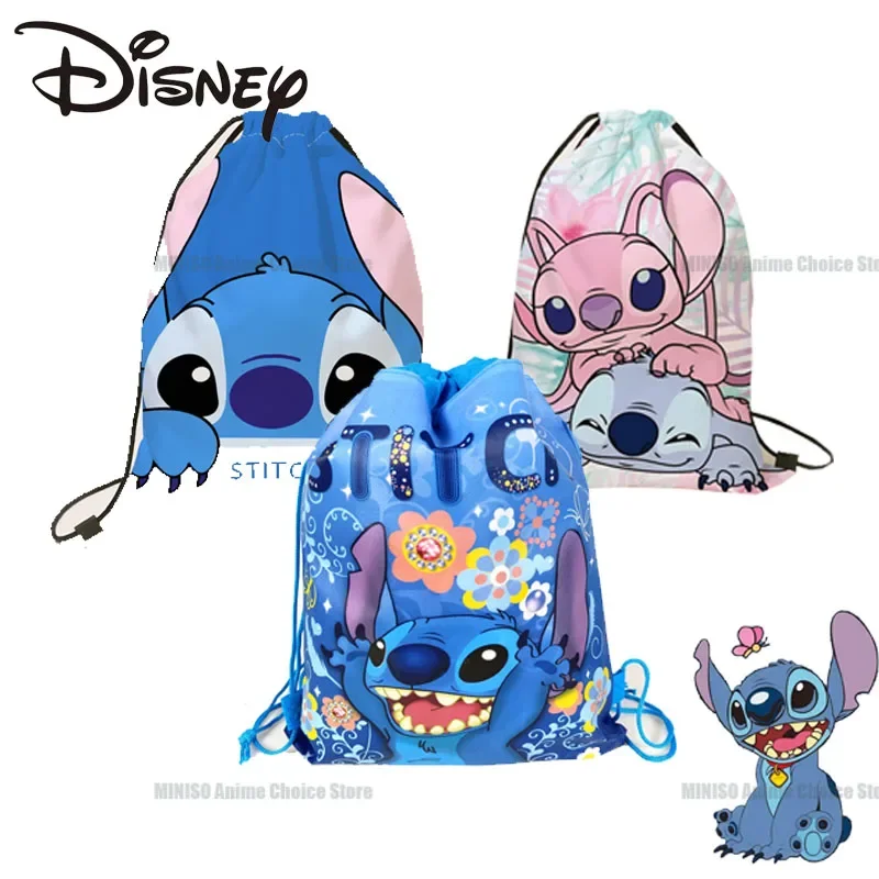 Lilo & Stitch New Cartoon Bundle Pocket Disney Kawaii Storage Stitch Bag Anime Non Woven Drawstring Bag Children Party Gifts