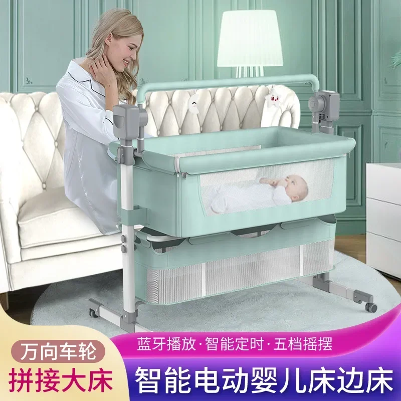 

Multi Functional Electric Crib for Newborn Infants and Young Children with Foldable and Adjustable Bed Height