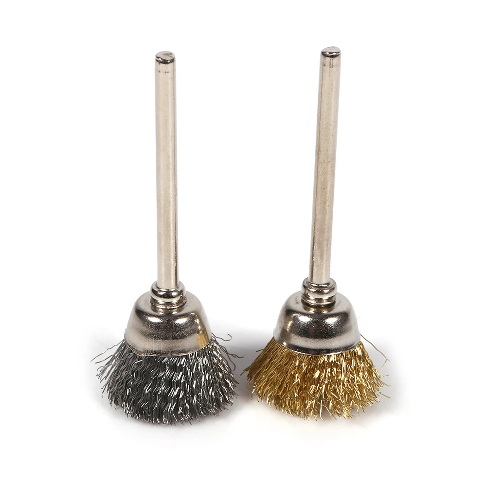 Juego de cepillos de alambre de acero y latón, juego completo de herramientas rotativas de limpieza, pulido en forma de rueda, copa de pluma, 36 piezas
