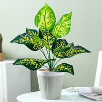 43cm 12 Leaves Artificial Monstera Tree Branch Fake Evergreen Plant Tropical Palm Leaves Green Turtle Leaf For Home Garden Decor