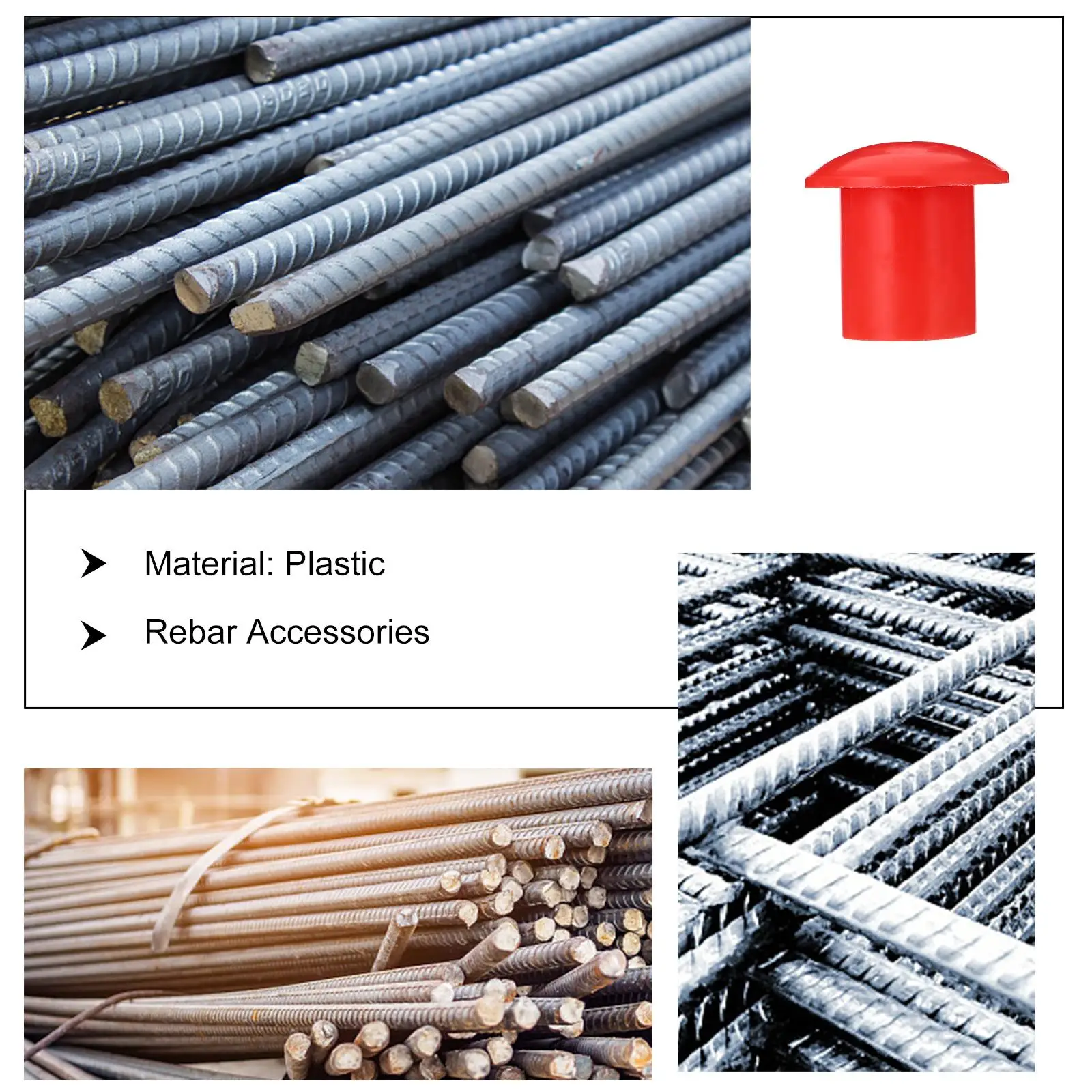30Pcs Durable High Grade Plastic Rebar Safety Caps Strong Compression Wear Resistant Steel Bar Protective Covers Bright Red