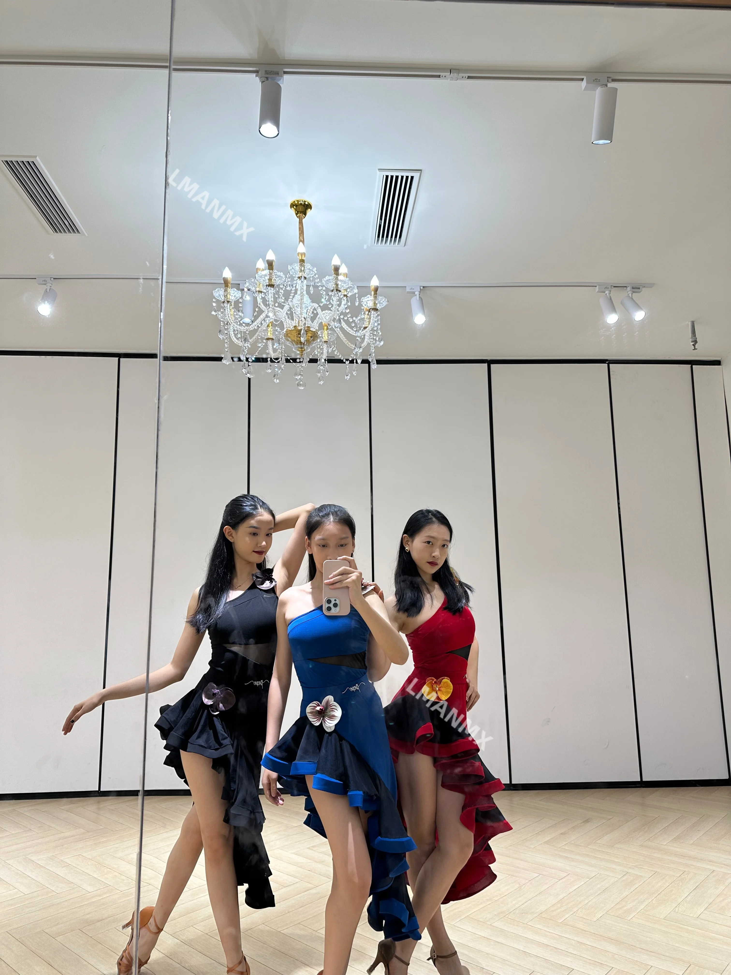 Nouvelle jupe en arête de poisson à épaules inclinées pour la compétition de danse latine et l'examen d'art, jupe trapèze longue et grande