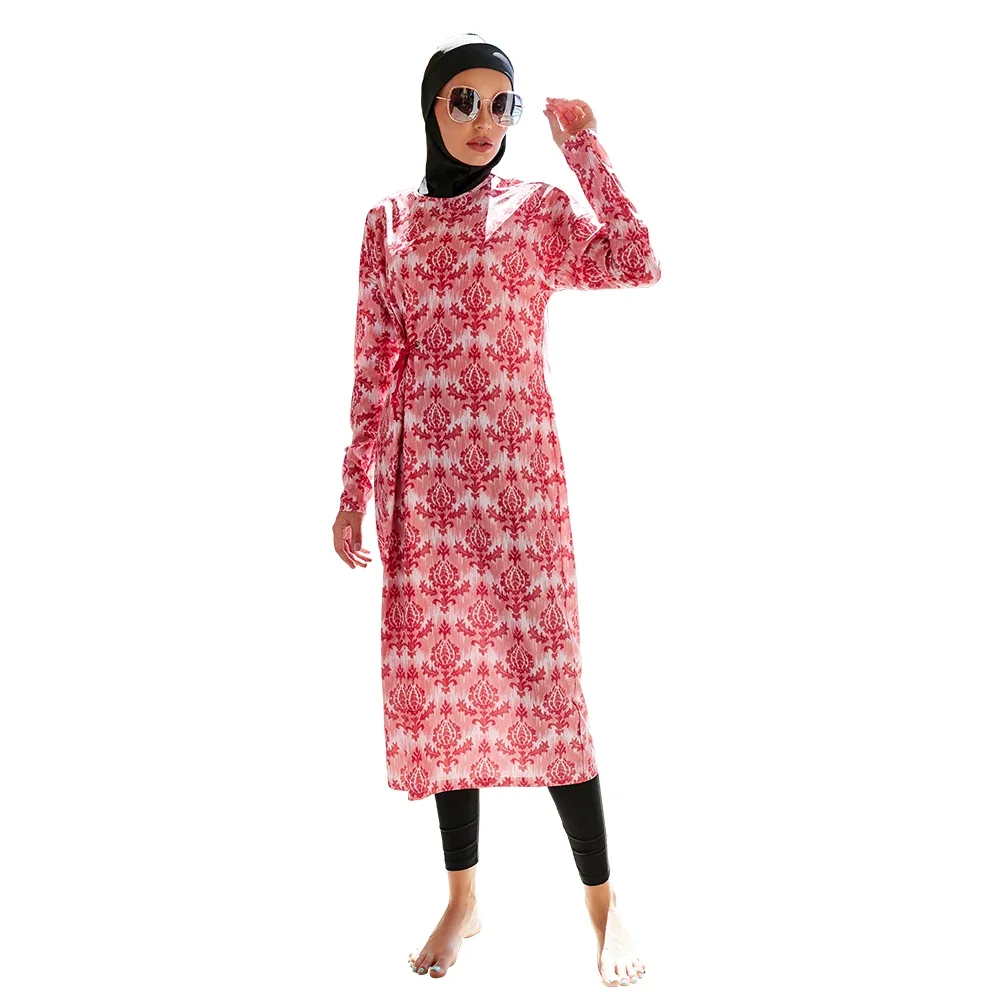 

Full-Coverage Printing Muslim Swimwear with High Elasticity for Modest Swimmers Burkini Islamique Femme Ensembles Musulmans