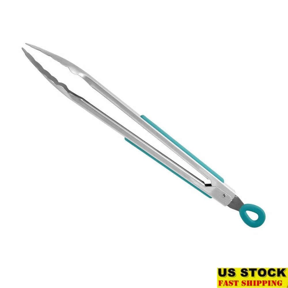

12 Inch Tongs Locking Silicone Tips Stainless Steel Kitchen Utensils Ideal Cooking Grilling Baking Dishwasher Safe Easy Storage