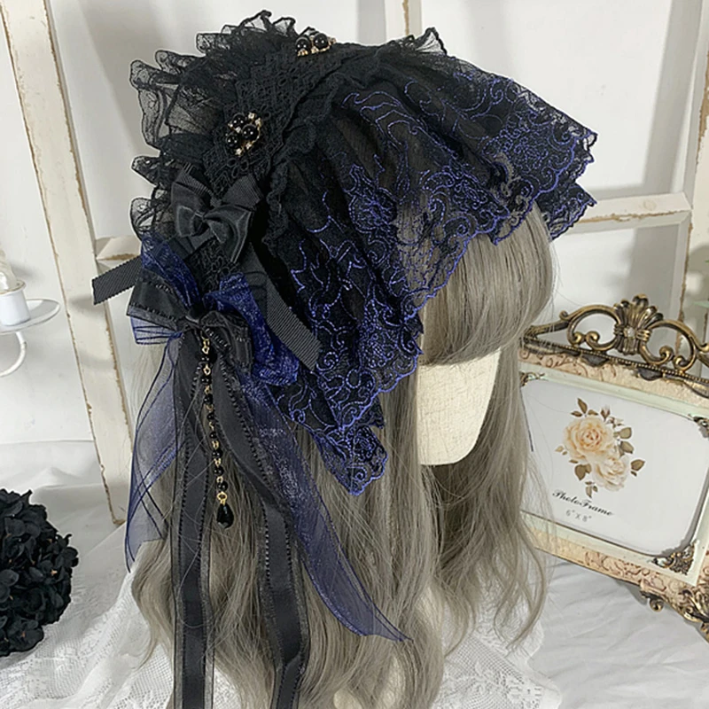 New Handmade Gothic Lolita Headwear Daily Elegant Retro Yarn Hairband Women lolita collocation Hair Accessory A