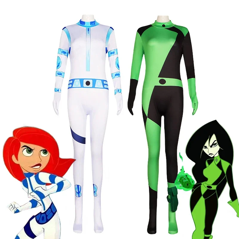 2025 NewShego Bodysuit Anime Kim Possible Shego Cosplay Costume Jumpsuits Outfits Adult Halloween Carnival Clothes fo AA